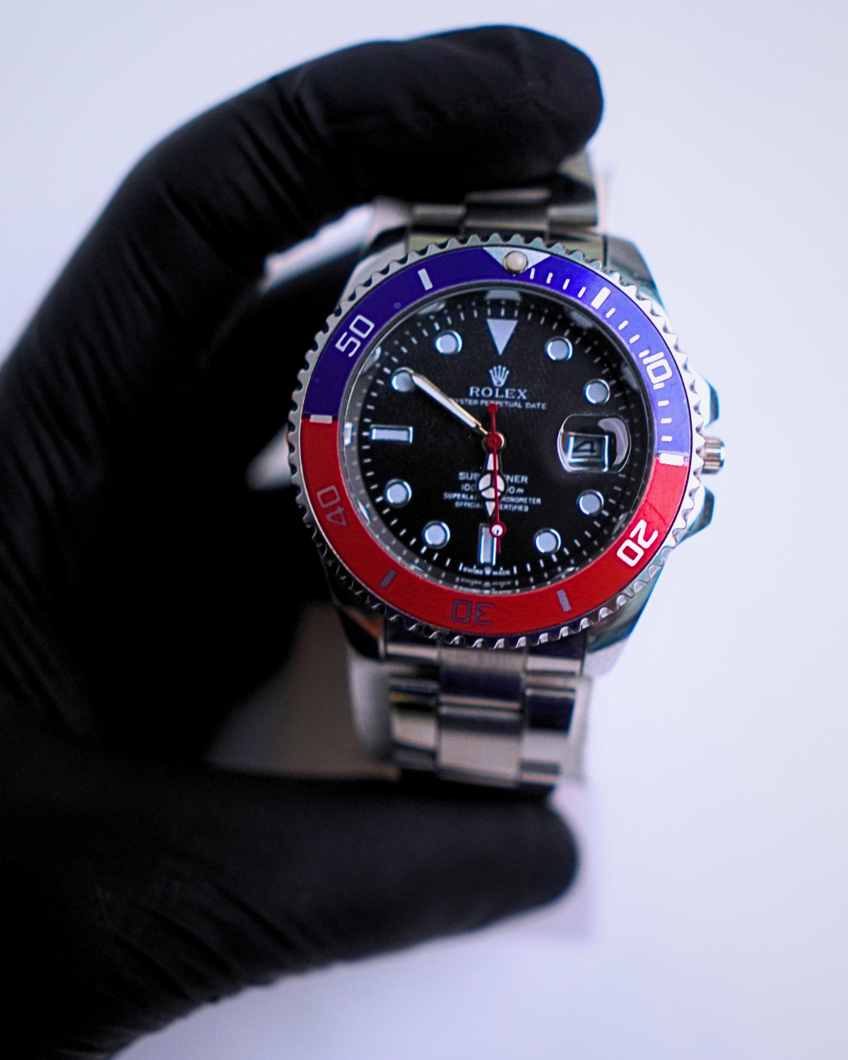 Rolex Style Quartz Watch with Rotating Pepsi Bezel – Stainless Steel Design